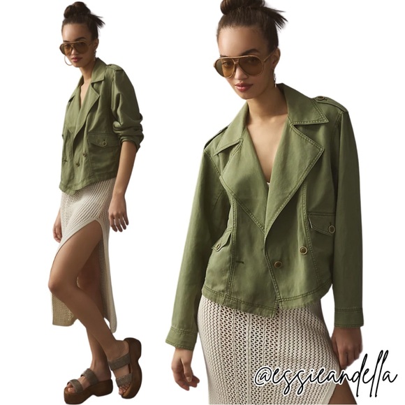 Anthropologie Oversized Cropped Aviator Jacket - Picture 2 of 8